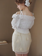 Rose tulle mini skirt イエロー size:M model:175cm MARTA