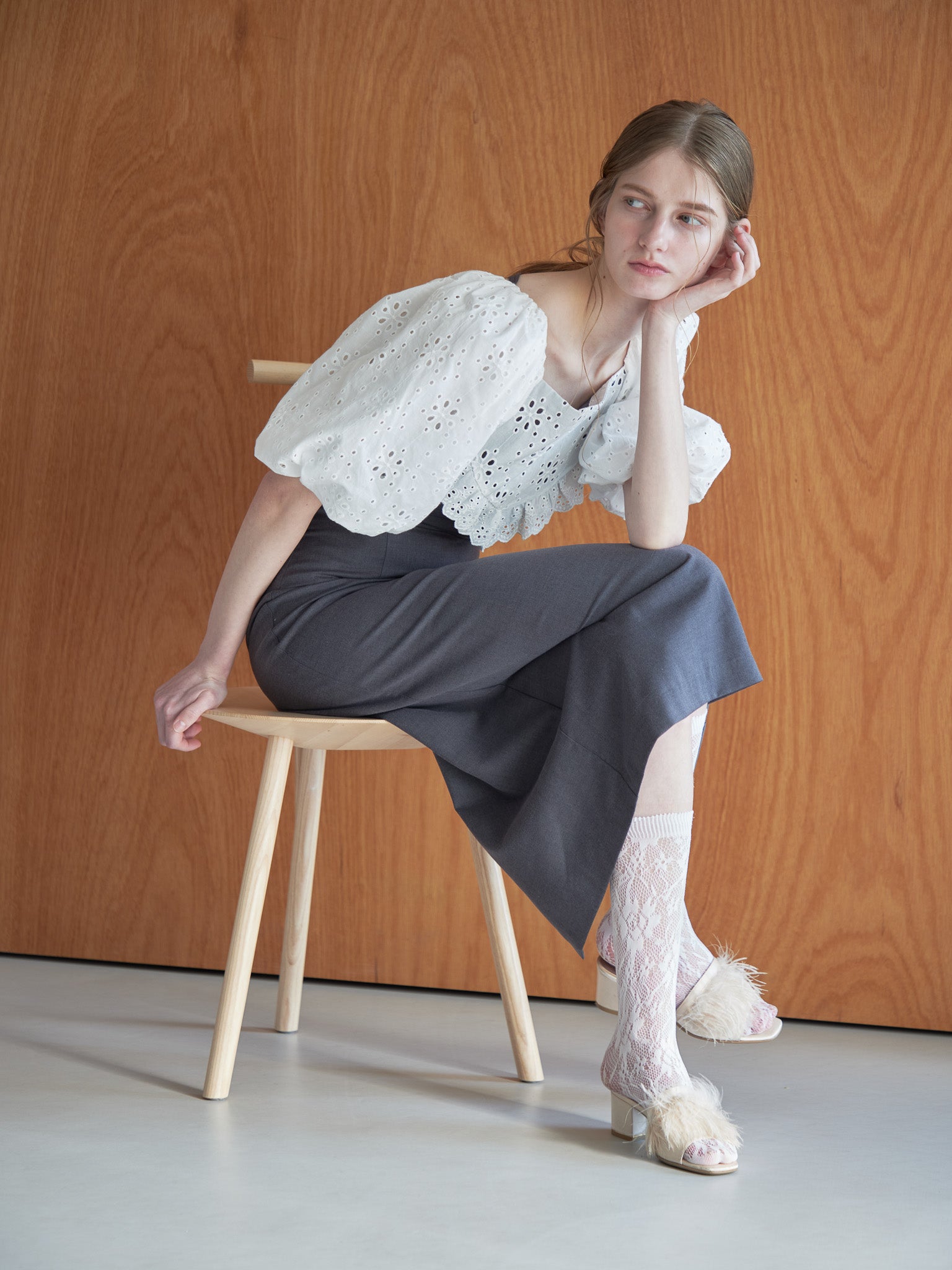 embroidered scarf dress グレー size:M model:174cm LERA