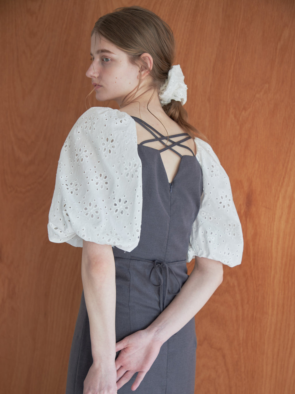 embroidered scarf dress グレー size:M model:174cm LERA