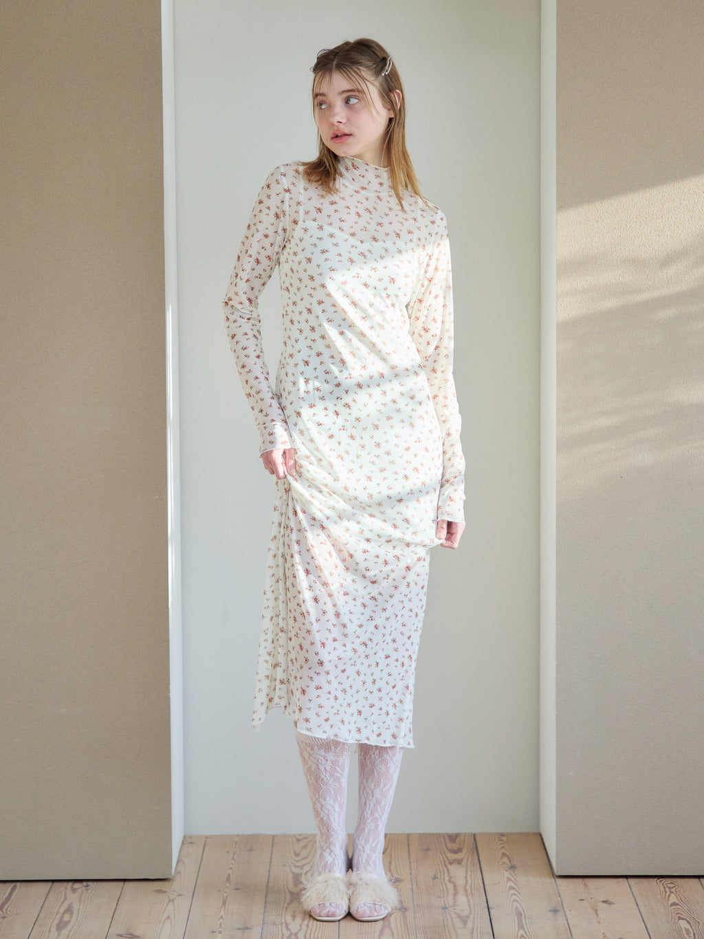Tulle print dress & bra アイボリー size:M model:174cm KATERYNA