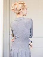 Low waist pleated glitter knit dress グレー size:M model:163cm MINAMI