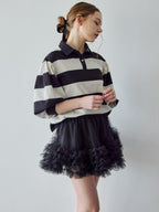 Rugby shirt and frill pants skirt ブラック size:M model:171cm ANIUTA
