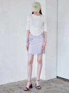 Rose crochet mini skirt サックス size:M model:170cm ALICE