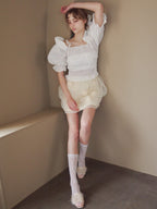 Rose tulle mini skirt イエロー size:M model:175cm MARTA