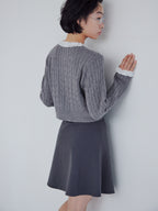Hem flare mini skirt グレー size:M model:161cm 富樫かなえ