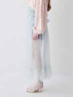 Frill tulle skirt & shorts set ミント size:M model:173cm ALINA