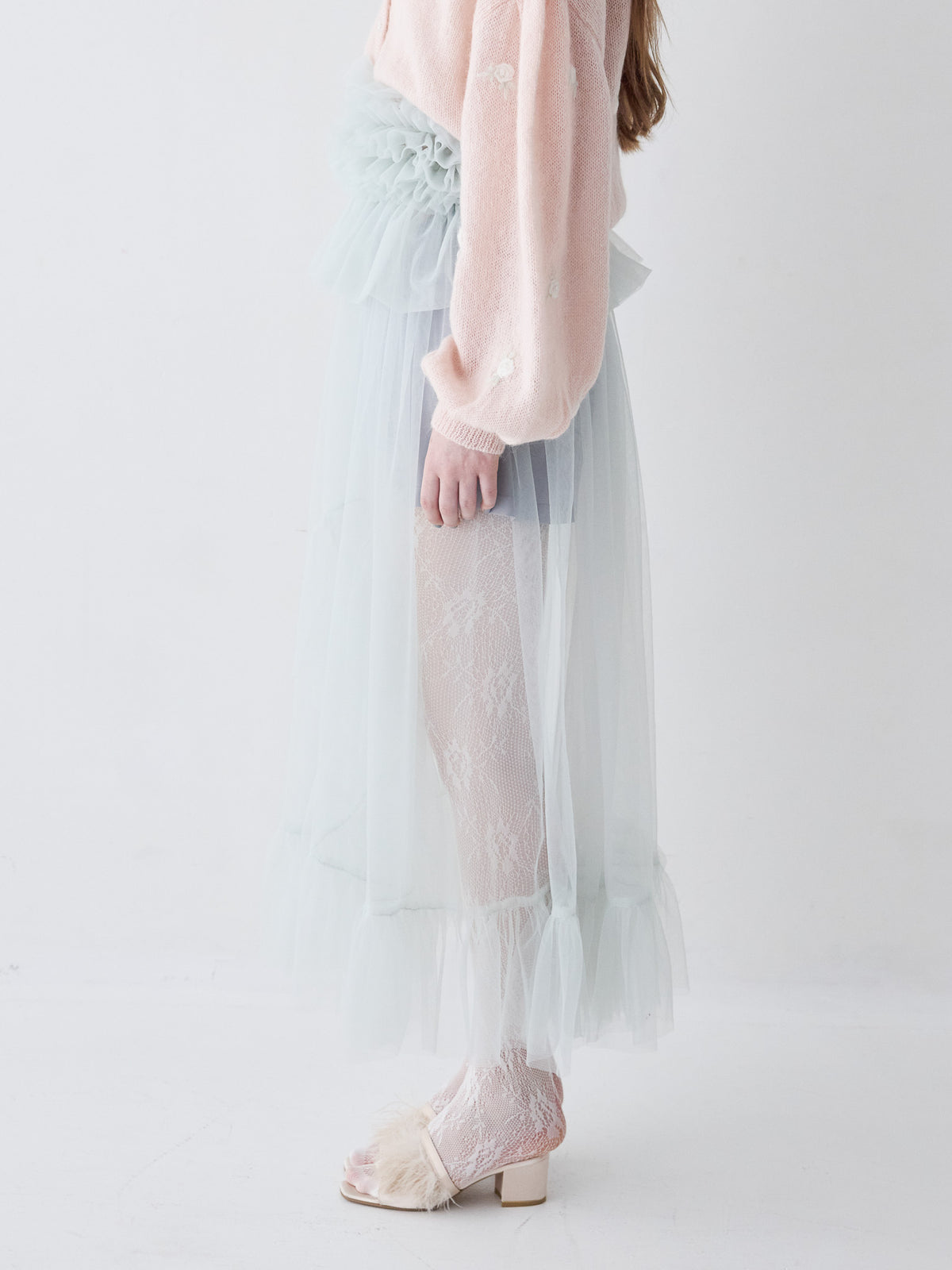 Frill tulle skirt & shorts set ミント size:M model:173cm ALINA