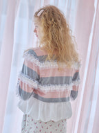 Balloon hem rugby shirt ピンク size:M model:173cm Olesia