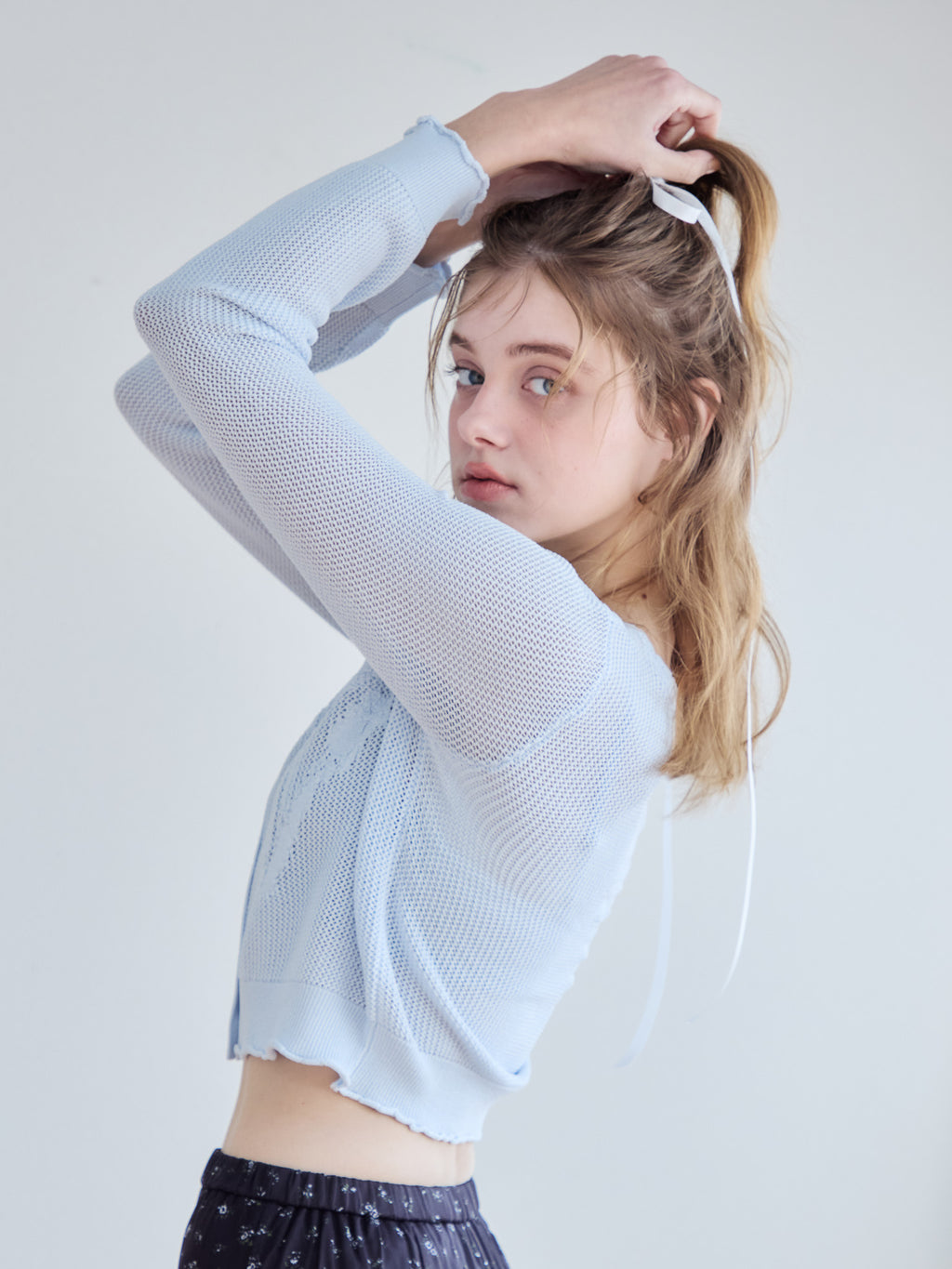 Tulip crochet cardigan サックス size:M model:174cm KATERYNA