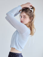 Tulip crochet cardigan サックス size:M model:174cm KATERYNA