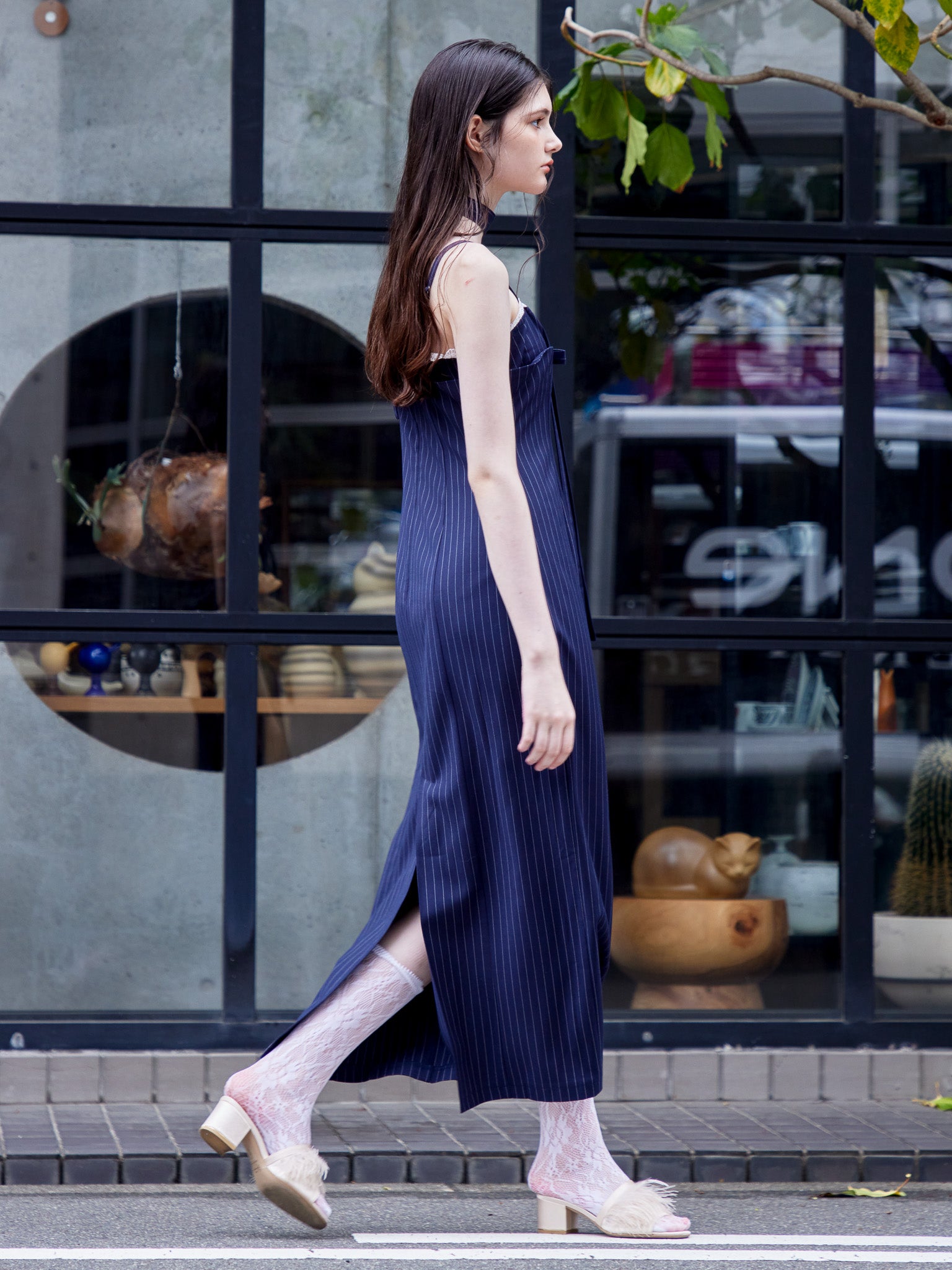 Stripe ribbon tight dress ネイビー size:M model:170cm ALICE