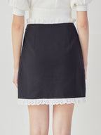 Lace trimming mini skirt ブラック size:M model:172cm GINEVRA