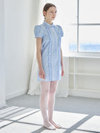 Pintuck mini shirt dress ブルー size:M model:171cm ANIUTA
