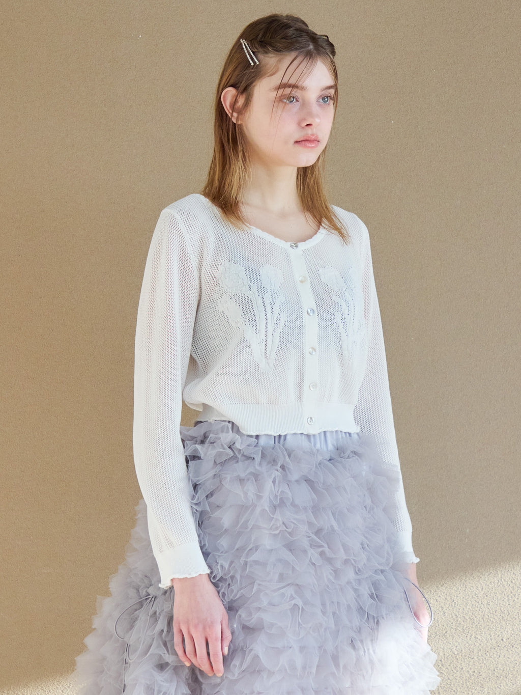 Tulip crochet cardigan ホワイト size:M model:174cm KATERYNA