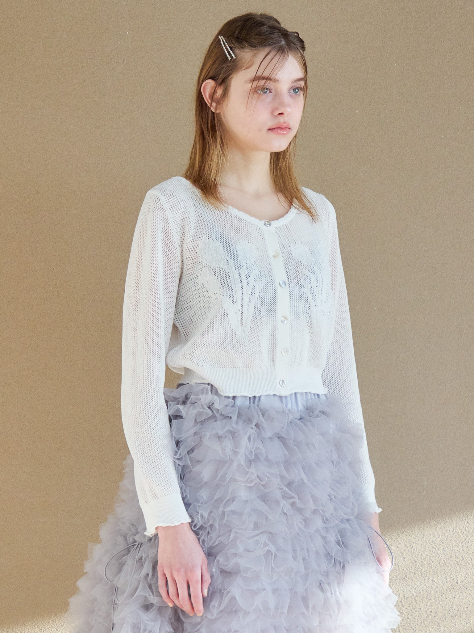 Tulip crochet cardigan ホワイト size:M model:174cm KATERYNA