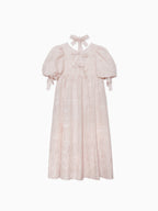 Ribbon jaquard volume dress ピンク