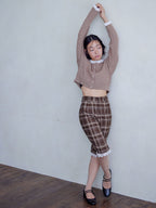 Hem lace sabrina pants ブラウン size:M model:161cm 富樫かなえ