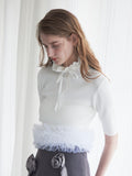 Hem tulle rib knit ホワイト size:M model:174cm LERA