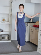 Ribbon waist dress ブルー size:M model:171cm ANIUTA