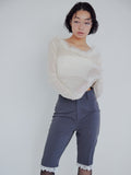 Fur trimmed sheer top クリーム size:M model:161cm 富樫かなえ