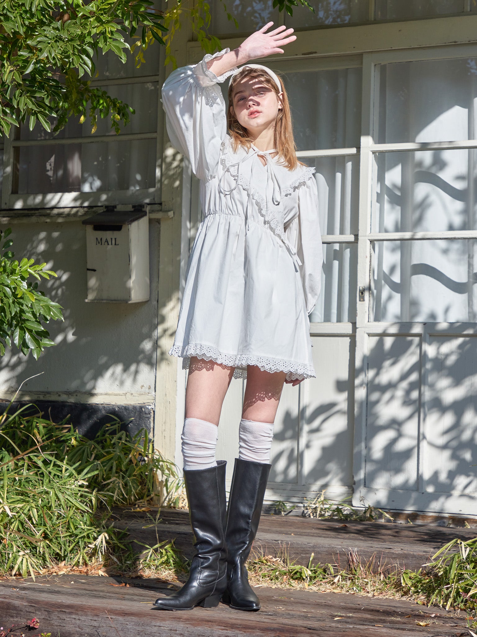 French letter collar wrap mini dress ホワイト size:M model:174cm KATERYNA