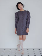 Volume sleeve mini dress グレー size:M model:161cm 富樫かなえ