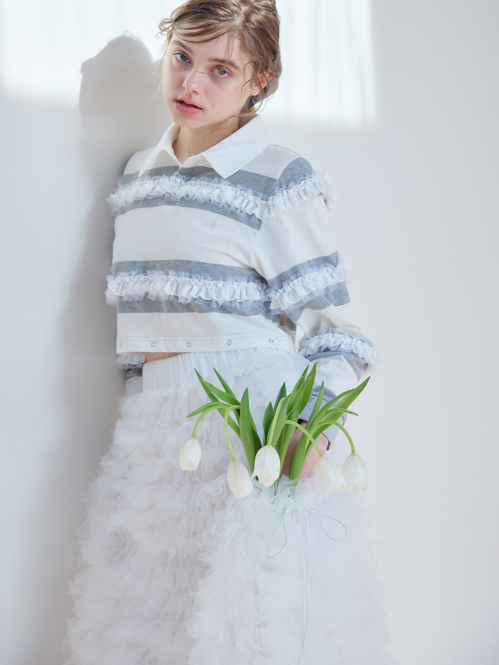 Tulle tiered volume skirt ホワイト size:M model:174cm KATERYNA