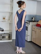 Ribbon waist dress ブルー size:M model:171cm ANIUTA