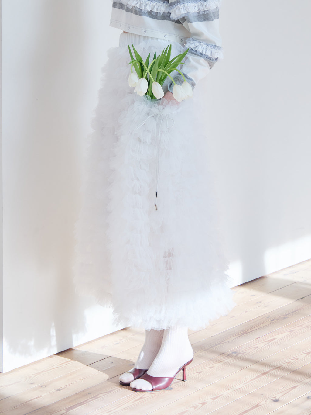 Tulle tiered volume skirt ホワイト size:M model:174cm KATERYNA