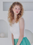Back open shaggy knit tank top ホワイト size:M model:173cm Olesia