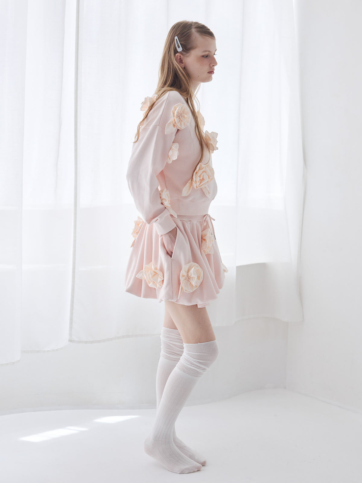 Many rose sweat top ピンク size:M model:173cm ALINA