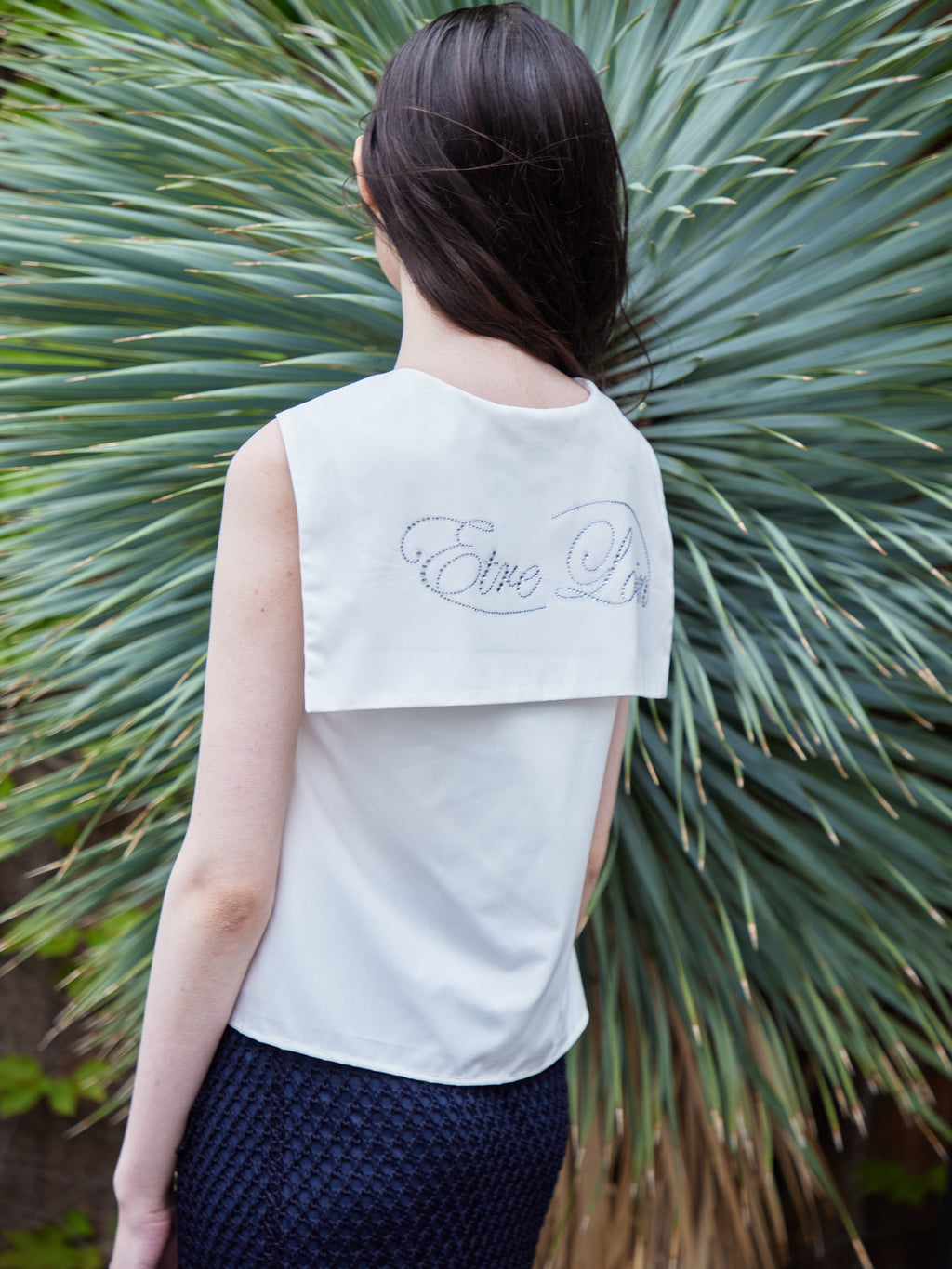 Rhinestone logo sailor collar shirt ホワイト size:M model:170cm ALICE
