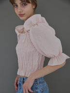 Sheer jacquard off shoulder blouse ピンク size:M model:175cm MARTA