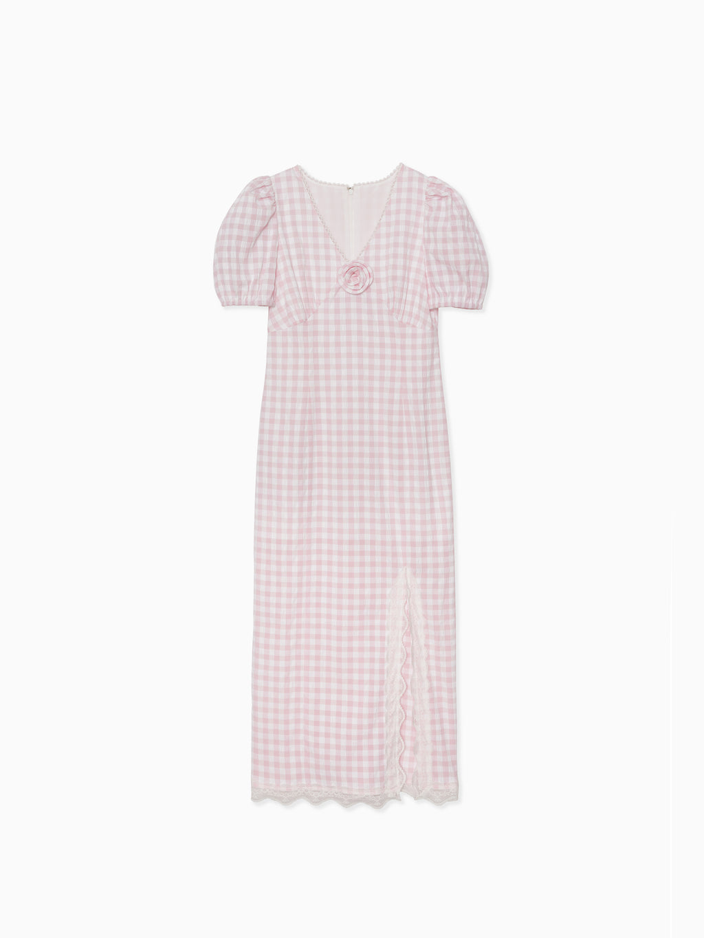 Rose gingham dress ピンク