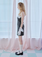 Rhinestone mini dress グレー size:M model:173cm Olesia