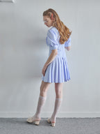 Low waist pleated mini dress ブルー size:M model:171cm ANIUTA
