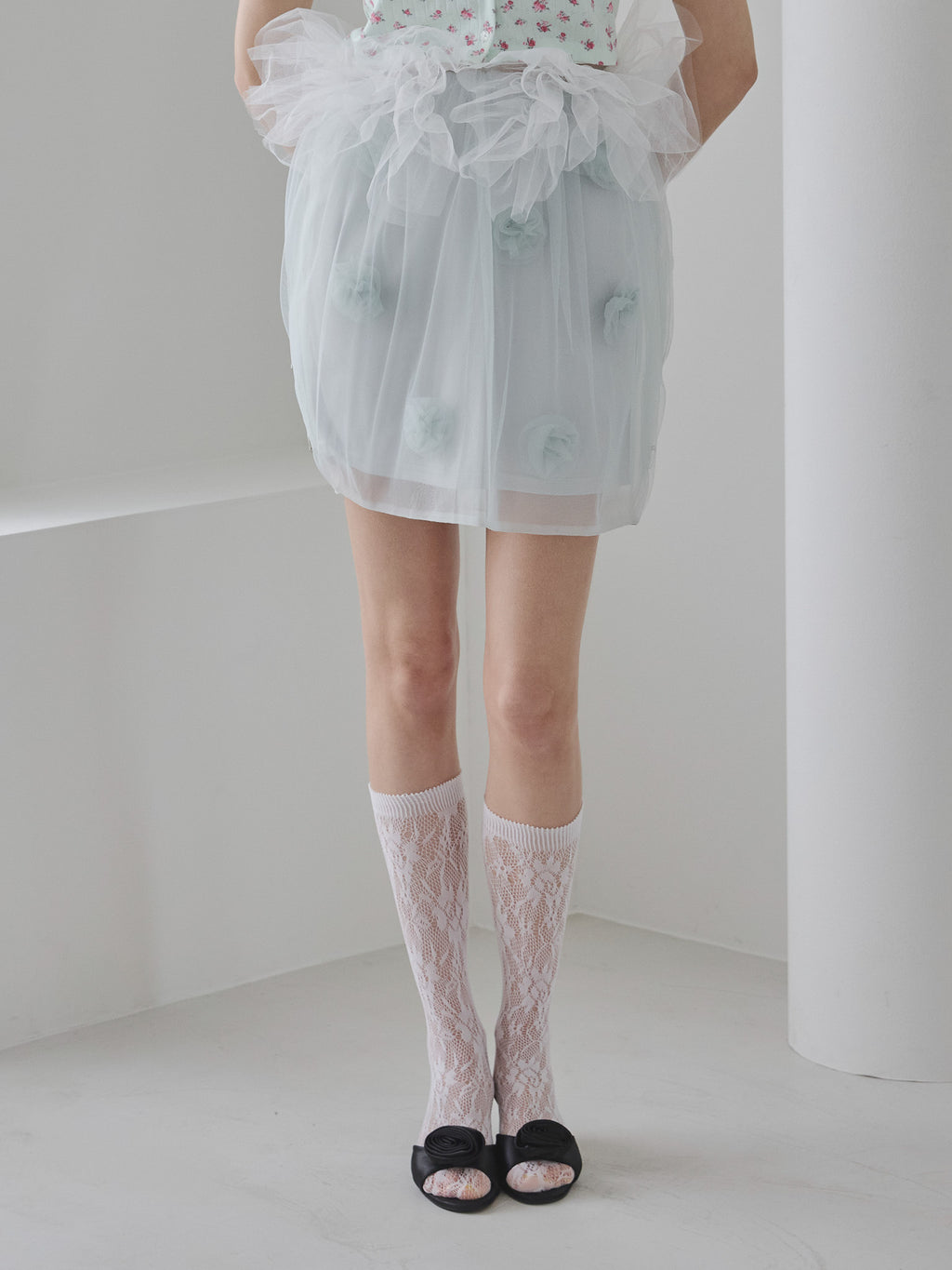 Rose tulle mini skirt ミント size:M model:175cm MARTA