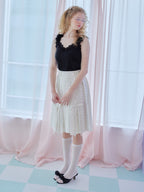 Fur shoulder satin camisole ブラック size:M model:173cm Olesia