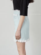 Lace trimming mini skirt ミント size:M model:172cm GINEVRA