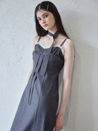 Stripe ribbon tight dress グレー size:M model:170cm ALICE