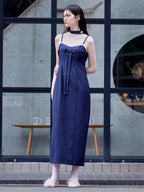 Stripe ribbon tight dress ネイビー size:M model:170cm ALICE