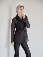 Ribbon sheer jacket ブラック size:M model:174cm LERA