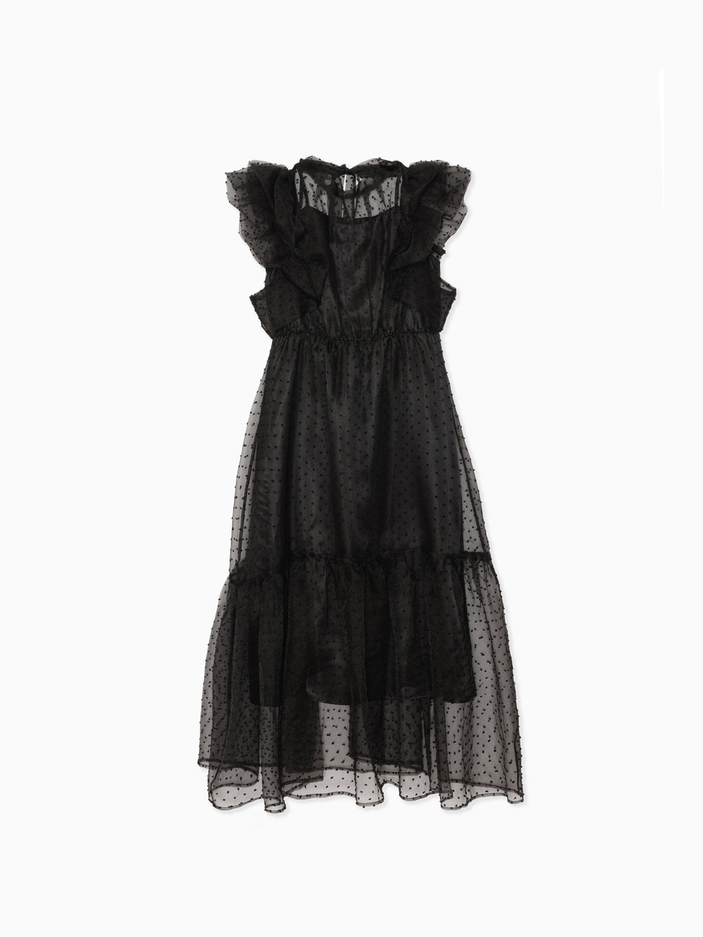 Dot organdy dress ブラック