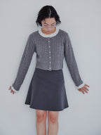 Hem flare mini skirt グレー size:M model:161cm 富樫かなえ