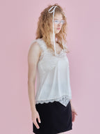 Fur shoulder satin camisole ホワイト size:M model:173cm Olesia