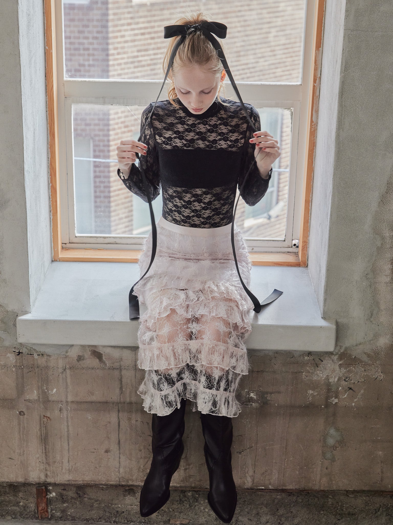 Back open race bodysuit ブラック size:M model:173cm DASHA.G