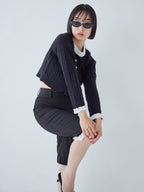 Frilly cable knit cardigan ブラック size:M model:161cm 富樫かなえ