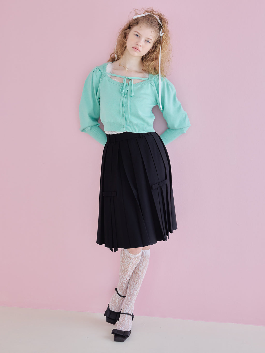 Lace lined cardigan グリーン size:M model:173cm Olesia