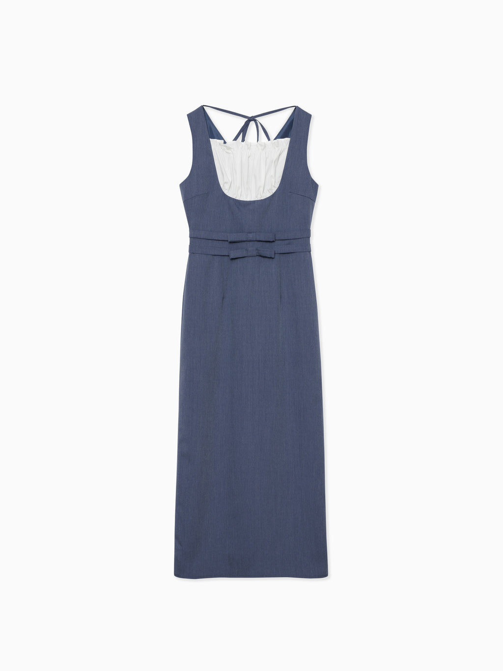 Ribbon waist dress ブルー