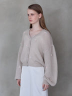 Many rose embroidery cardigan モカ size:M model:173cm ALINA